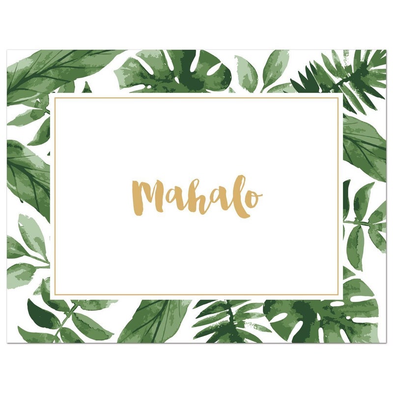 MyExpression.com 50 cnt Watercolor Palm Leaves Hawaiian Mahalo Thank You Cards - Image 3